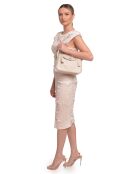 Tatiana beige Lederhandtasche - 17x26x12,5 cm