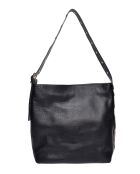 Bandolera Zoe de piel negra - 34x28x12,5 cm