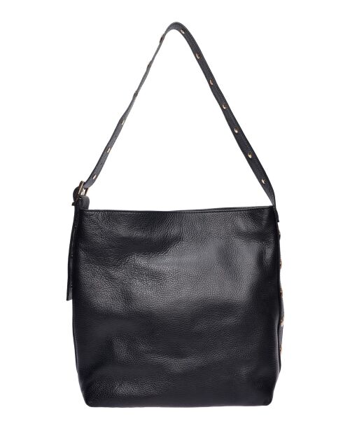 Bandolera Zoe de piel negra - 34x28x12,5 cm