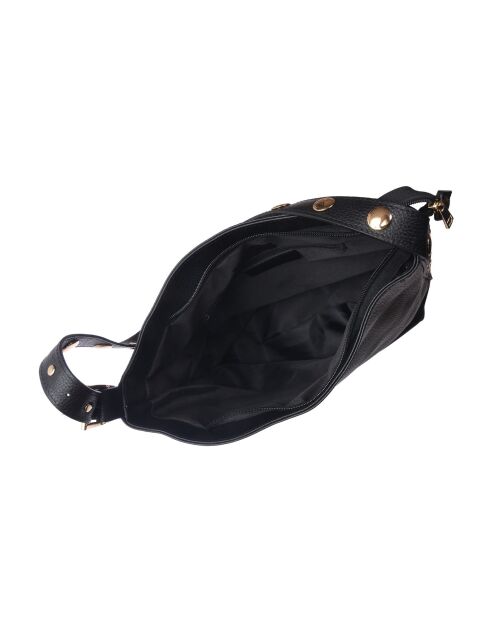 Bandolera Zoe de piel negra - 34x28x12,5 cm