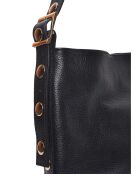 Bandolera Zoe de piel negra - 34x28x12,5 cm