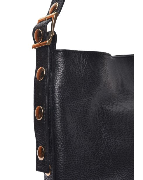 Bandolera Zoe de piel negra - 34x28x12,5 cm