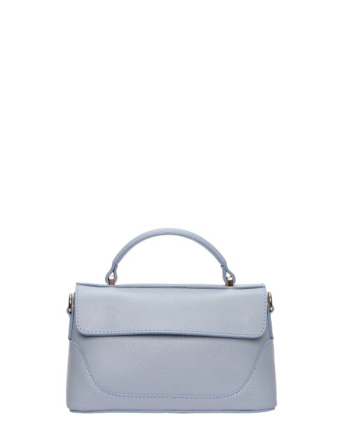 Olivia celeste leren handtas - 12,5x21x8,5 cm