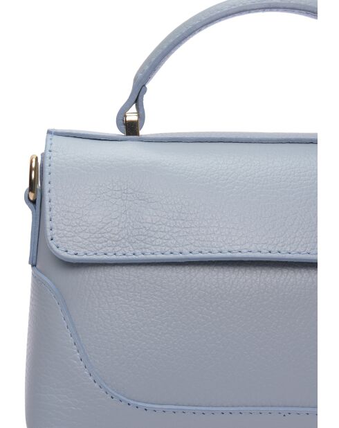 Olivia celeste leren handtas - 12,5x21x8,5 cm