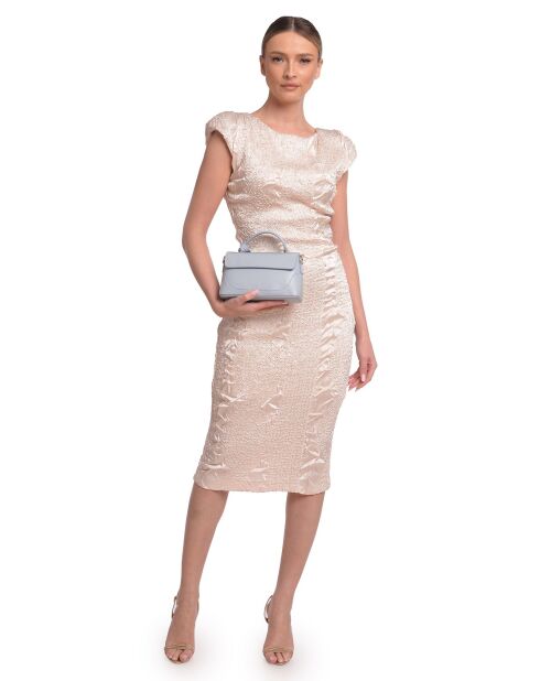 Olivia celeste leren handtas - 12,5x21x8,5 cm