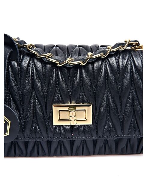 Bandolera Anastasia de piel negra - 12x20x5 cm