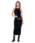 Bandolera Anastasia de piel negra - 12x20x5 cm