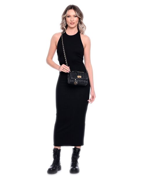 Bandolera Anastasia de piel negra - 12x20x5 cm