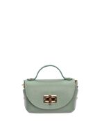 Schultertasche aus mintfarbenem Leder in Violett - 13x19x9 cm