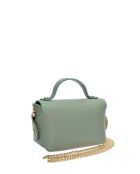 Schultertasche aus mintfarbenem Leder in Violett - 13x19x9 cm