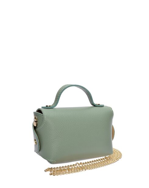 Schultertasche aus mintfarbenem Leder in Violett - 13x19x9 cm