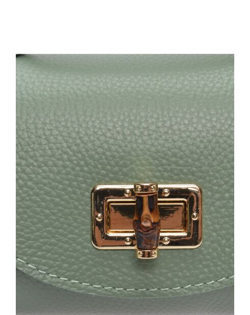 Schultertasche aus mintfarbenem Leder in Violett - 13x19x9 cm