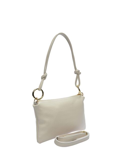 Sac bandoulière en cuir Laurine beige - 16x25cm