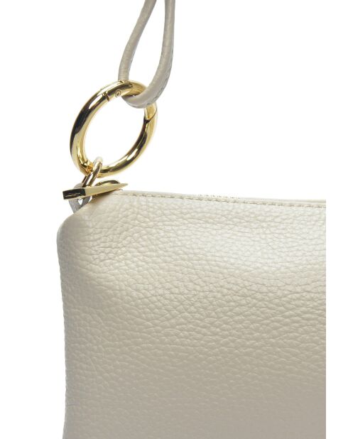 Sac bandoulière en cuir Laurine beige - 16x25cm