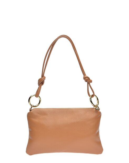 Bandolera Maëlle de piel coñac - 16x25 cm