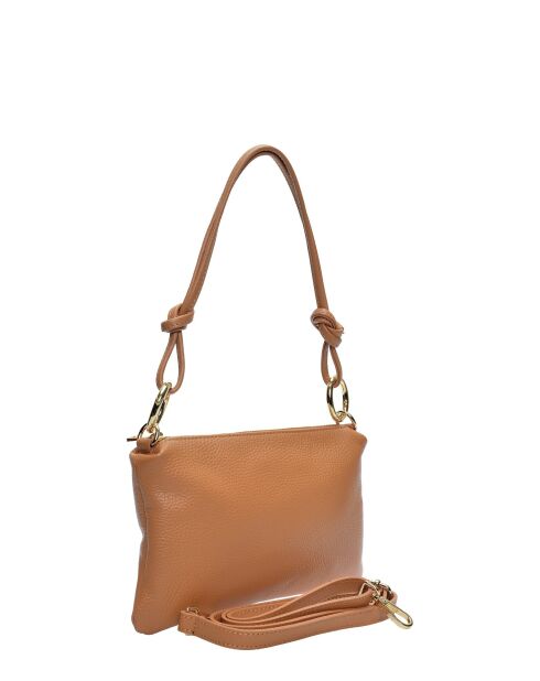 Bandolera Maëlle de piel coñac - 16x25 cm