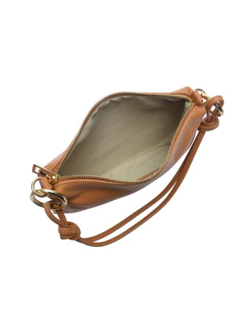 Bandolera Maëlle de piel coñac - 16x25 cm