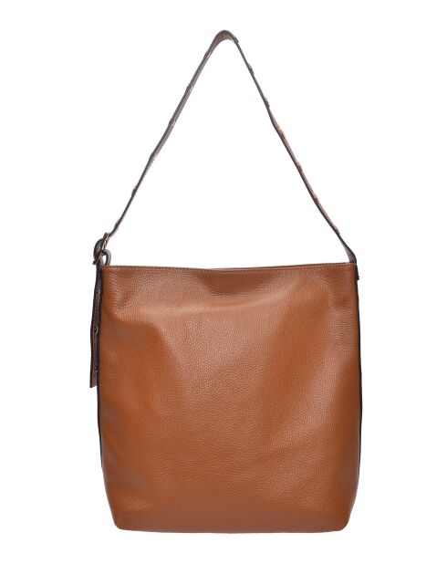 Bandolera Aya de piel coñac - 34x28x12,5 cm