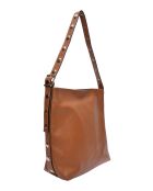 Bandolera Aya de piel coñac - 34x28x12,5 cm