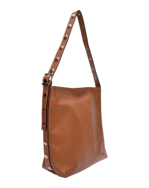 Bandolera Aya de piel coñac - 34x28x12,5 cm