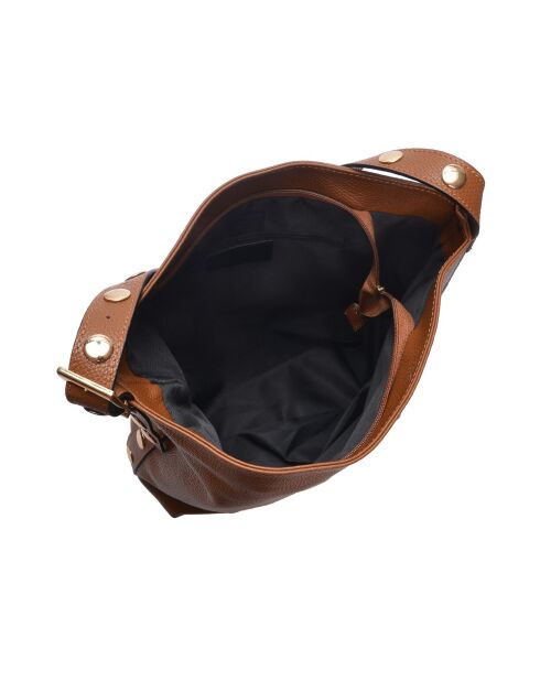 Bandolera Aya de piel coñac - 34x28x12,5 cm