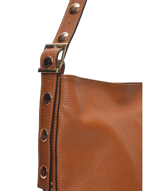 Bandolera Aya de piel coñac - 34x28x12,5 cm