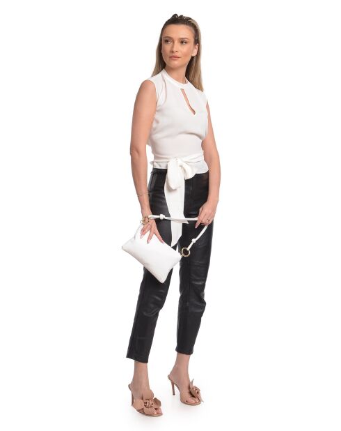 Bandolera de piel Mélina blanca - 16x25cm