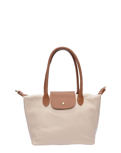 Bandolera Valeriana de piel beige - 25x36x10,5 cm