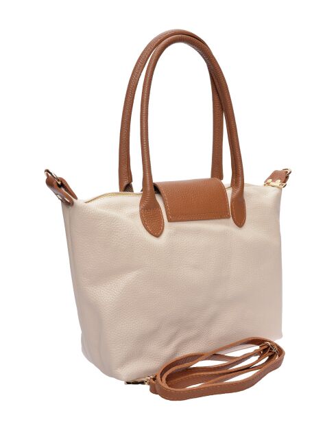 Bandolera Valeriana de piel beige - 25x36x10,5 cm