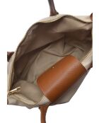 Valeriana beige leren schoudertas - 25x36x10,5 cm