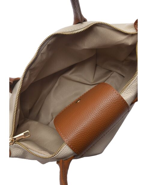 Bandolera Valeriana de piel beige - 25x36x10,5 cm