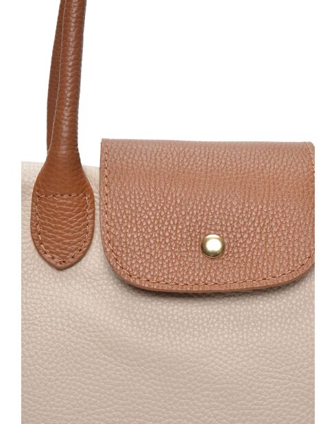 Bandolera Valeriana de piel beige - 25x36x10,5 cm