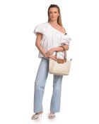 Valeriana beige leren schoudertas - 25x36x10,5 cm