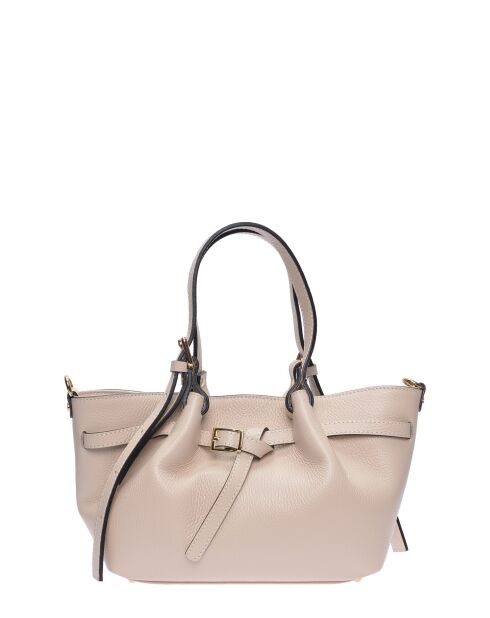 Bolso Gabriella de piel beige - 20x34x8 cm