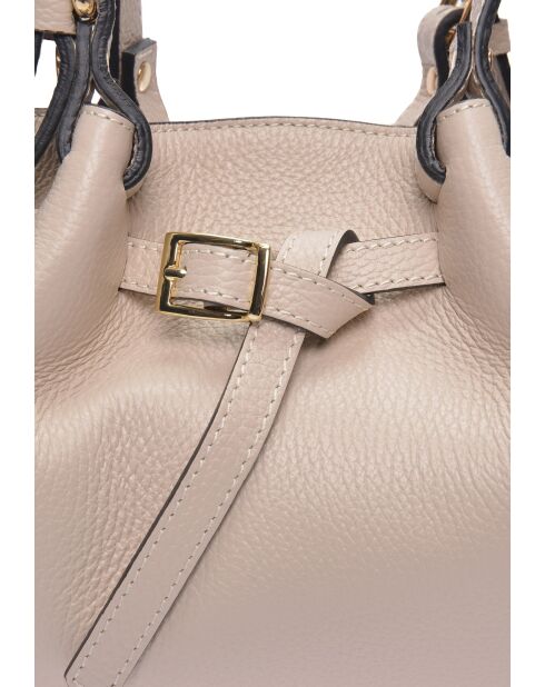 Bolso Gabriella de piel beige - 20x34x8 cm