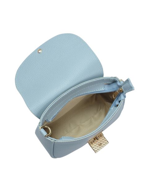 Bandolera Vittoria de piel celeste - 12,5x18x7 cm