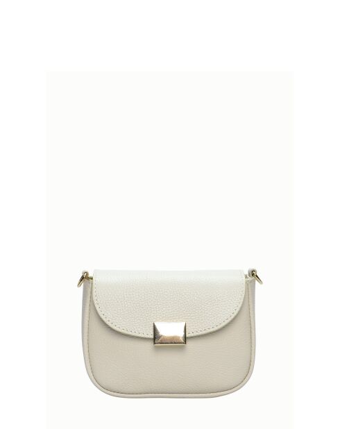 Schultertasche Ottavia aus beigem Leder - 12,5x18x7 cm