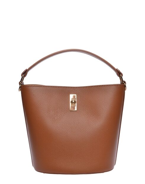 Bolso Serena de piel coñac - 23x22,5x15 cm