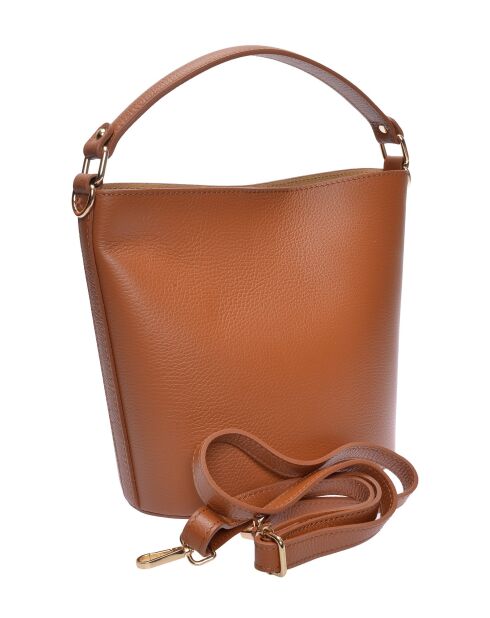 Bolso Serena de piel coñac - 23x22,5x15 cm