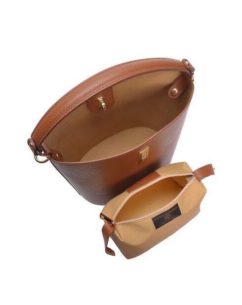 Bolso Serena de piel coñac - 23x22,5x15 cm