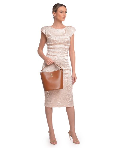 Bolso Serena de piel coñac - 23x22,5x15 cm