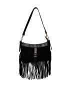 Bandolera Henrietta de piel negra - 16x25,5 cm