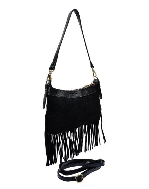 Bandolera Henrietta de piel negra - 16x25,5 cm