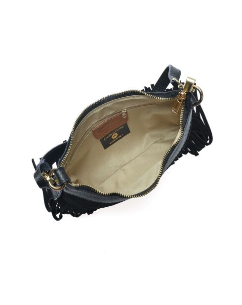 Bandolera Henrietta de piel negra - 16x25,5 cm