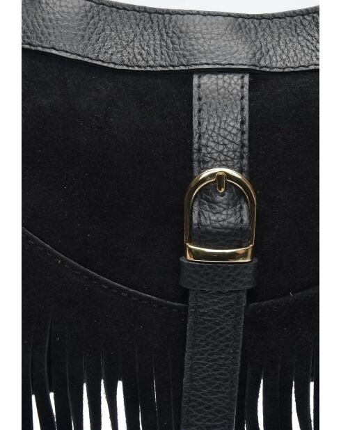 Bandolera Henrietta de piel negra - 16x25,5 cm