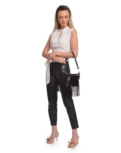 Bandolera Henrietta de piel negra - 16x25,5 cm