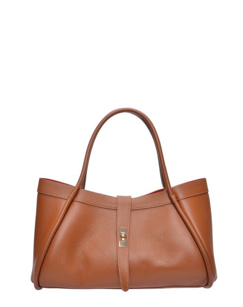 Bandolera Mia de piel coñac - 23x37,5x14 cm