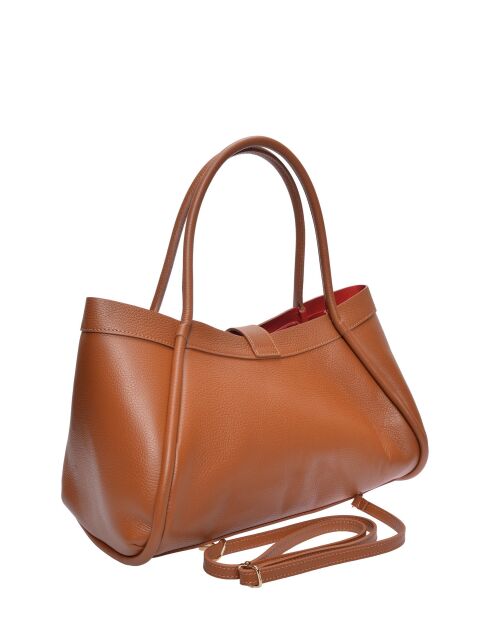 Bandolera Mia de piel coñac - 23x37,5x14 cm