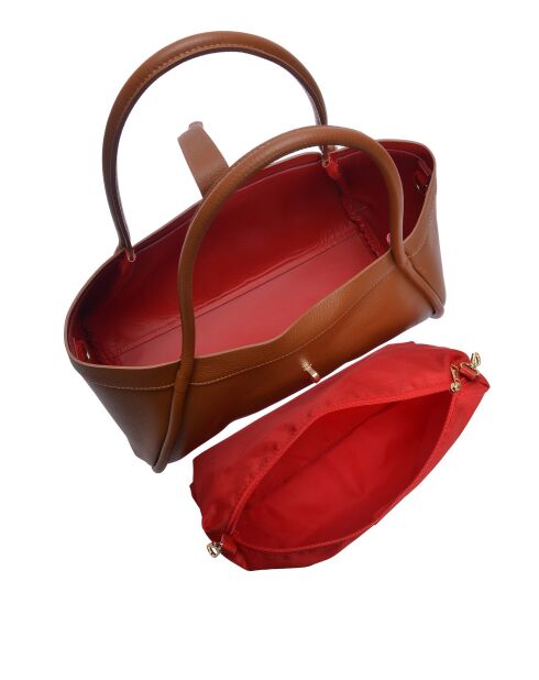 Bandolera Mia de piel coñac - 23x37,5x14 cm