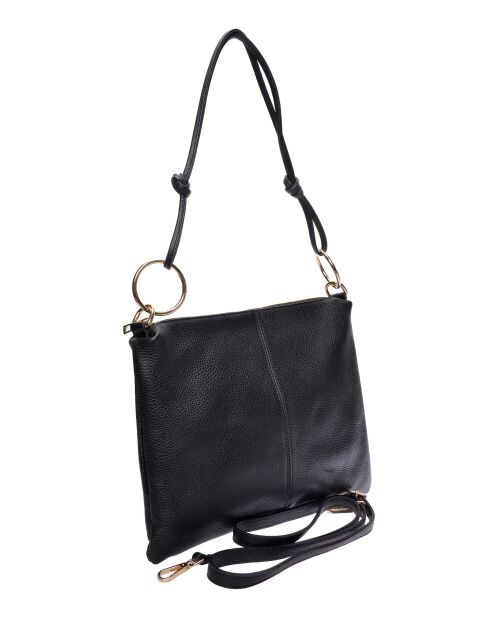 Sac bandoulière en cuir Sabrina noir - 25.5x35cm